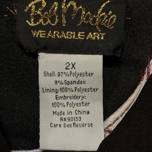 Bob Mackie Wearable Art Black Jacket Phoenix Bird Embroidered Size 2X - Picture 4 of 14